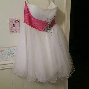 Sherri Hill Pink and White Dress